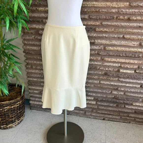 Doncaster Collection Ivory Peplum Flare Wool Blend Skirt Size 10 NWT - Picture 1 of 5